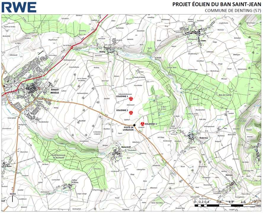   Parc éolien du Ban Saint-Jean sur la commune de Denting